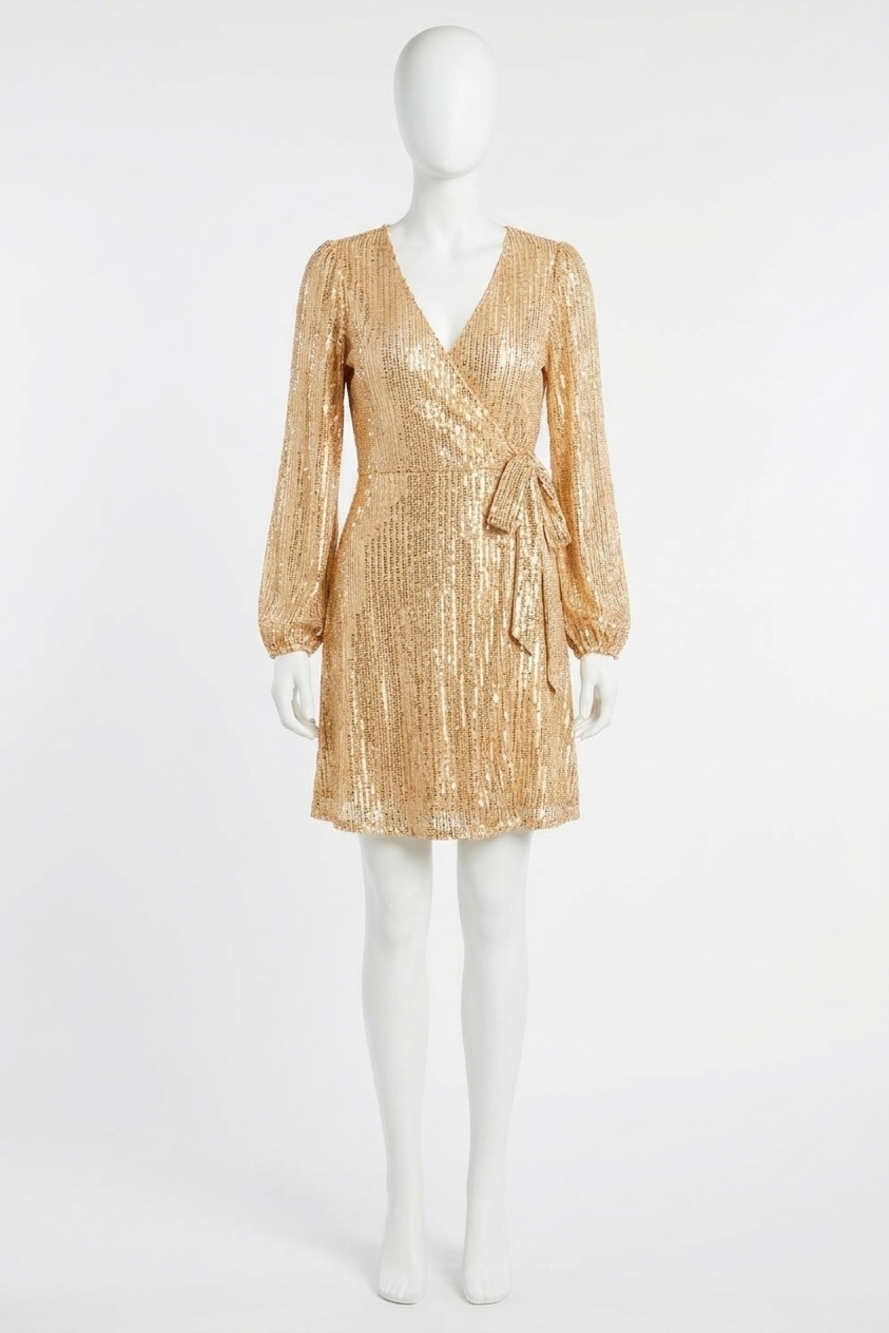 NEW VINE & LOVE lisa sequin dress in gold